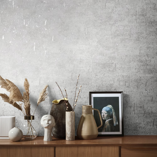 Galerie Home Air 95034 – Limewash Texture Wallpaper (Greige Stone)