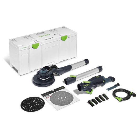 Festool PLANEX LHS 2 225 EQI-Plus drywall sander kit with Systainer, extension tubes and abrasives