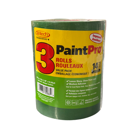 Cantech PaintPro Green Painter Tape – 2" (3-Roll Value Pack)