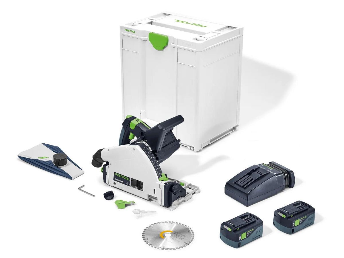 Festool Cordless Track Saw TSC 55 5,0 KEBI-F-Plus, order number 577677, dual-battery plunge-cut saw