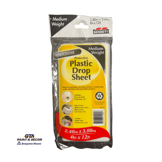 Bennett Potective Plastic Drop Sheet, Regular Medium Weight, 8ft x 12ft (2.4m x 3.6m)