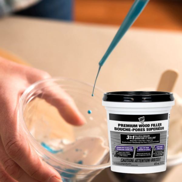 DAP Premium Wood Filler with Color Blend Technology White 473 mL | 3-in-1 Wood, Grain & Sealer Coat