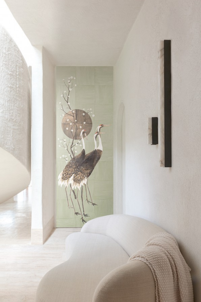 Masureel Traces Tsuro Rust Wallpaper | Bird & Nature Inspired Wallcovering