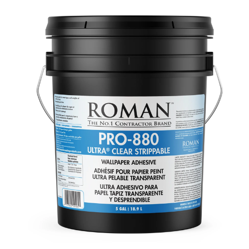 Roman PRO-880 Ultra Clear Strippable Wallpaper Adhesive | Premium Clear Wallcovering Paste