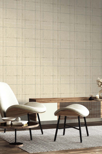 Seabrook Designs TH90103 Wallpaper – Papyrus | Contemporary Plaid Type II Vinyl Wallcovering