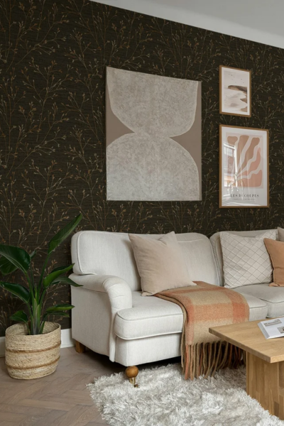 Seabrook Designs TH90306 Wallpaper – Coffee | Contemporary Botanical Type II Vinyl Wallcovering