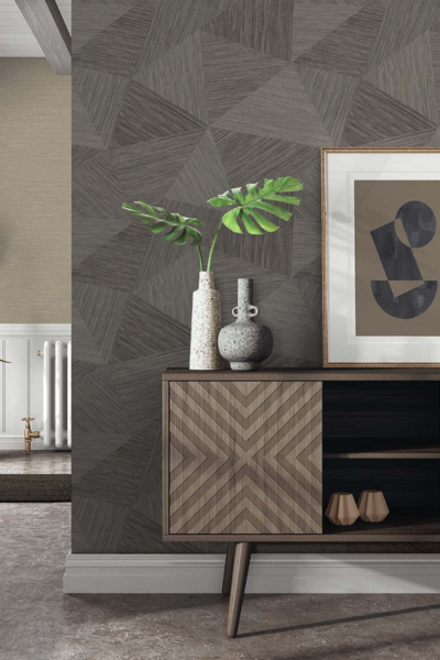 Seabrook Designs TH92500 Wallpaper – Charcoal | Contemporary Geometric Type II Vinyl Wallcovering