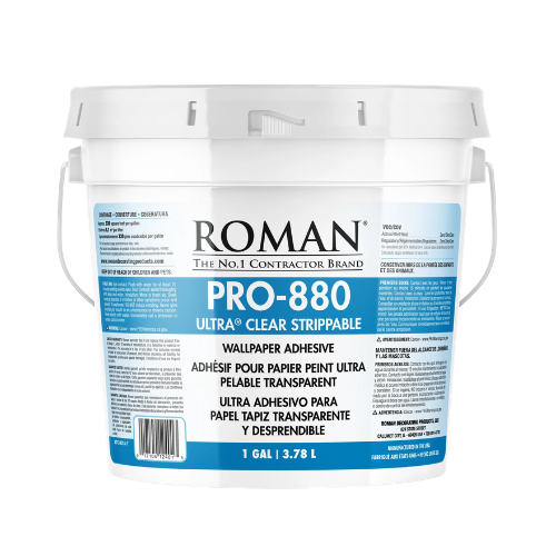 Roman PRO-880 Ultra Clear Strippable Wallpaper Adhesive | Premium Clear Wallcovering Paste
